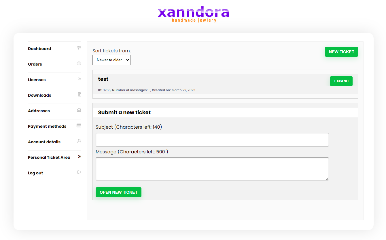 Xanndora dashboard